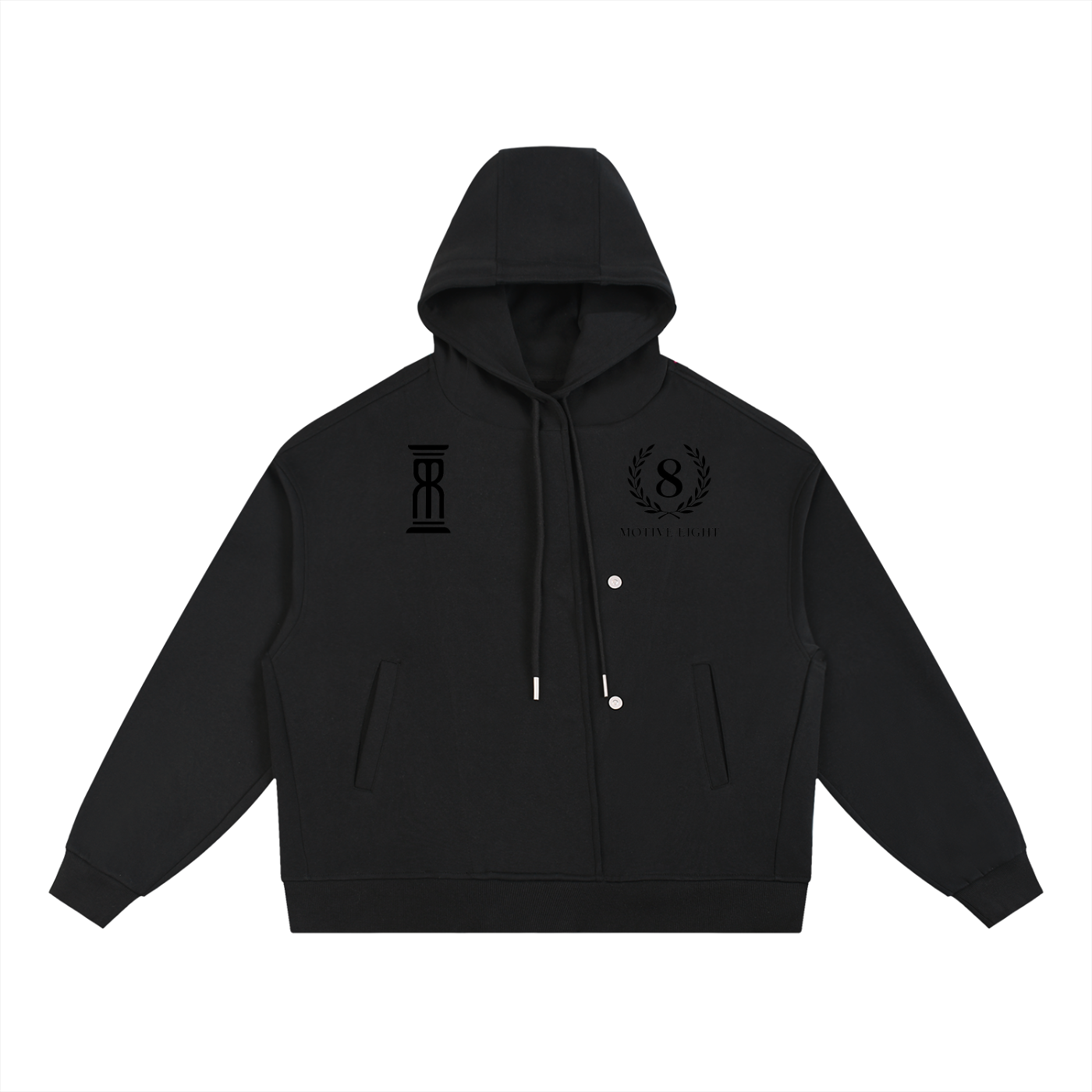 M8 Boxy Button-Placket Hoodie — Balance Edition Button Placket Hoodie