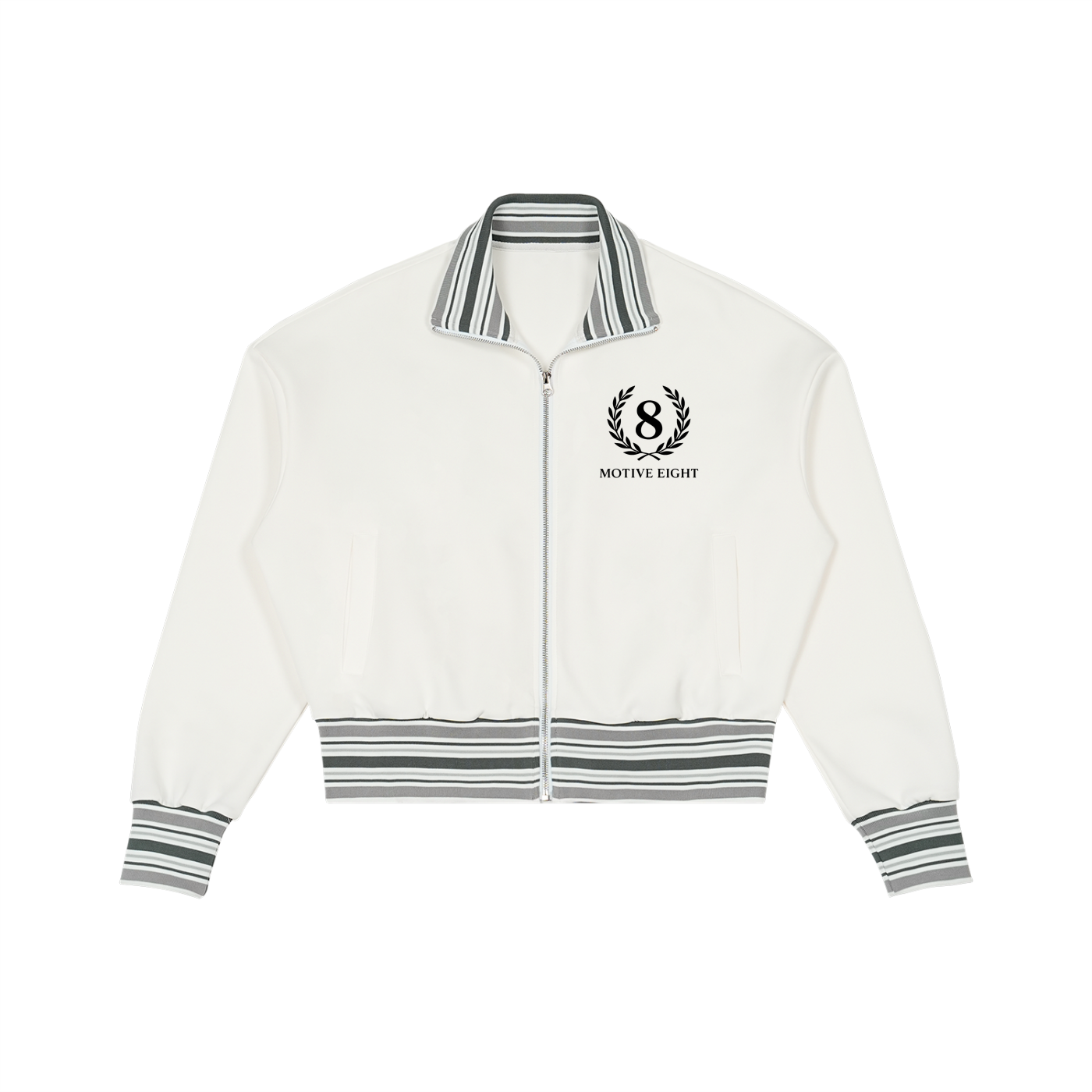 M8 Striped Rib Collar Zip Jacket — Rosary Minimal Edition