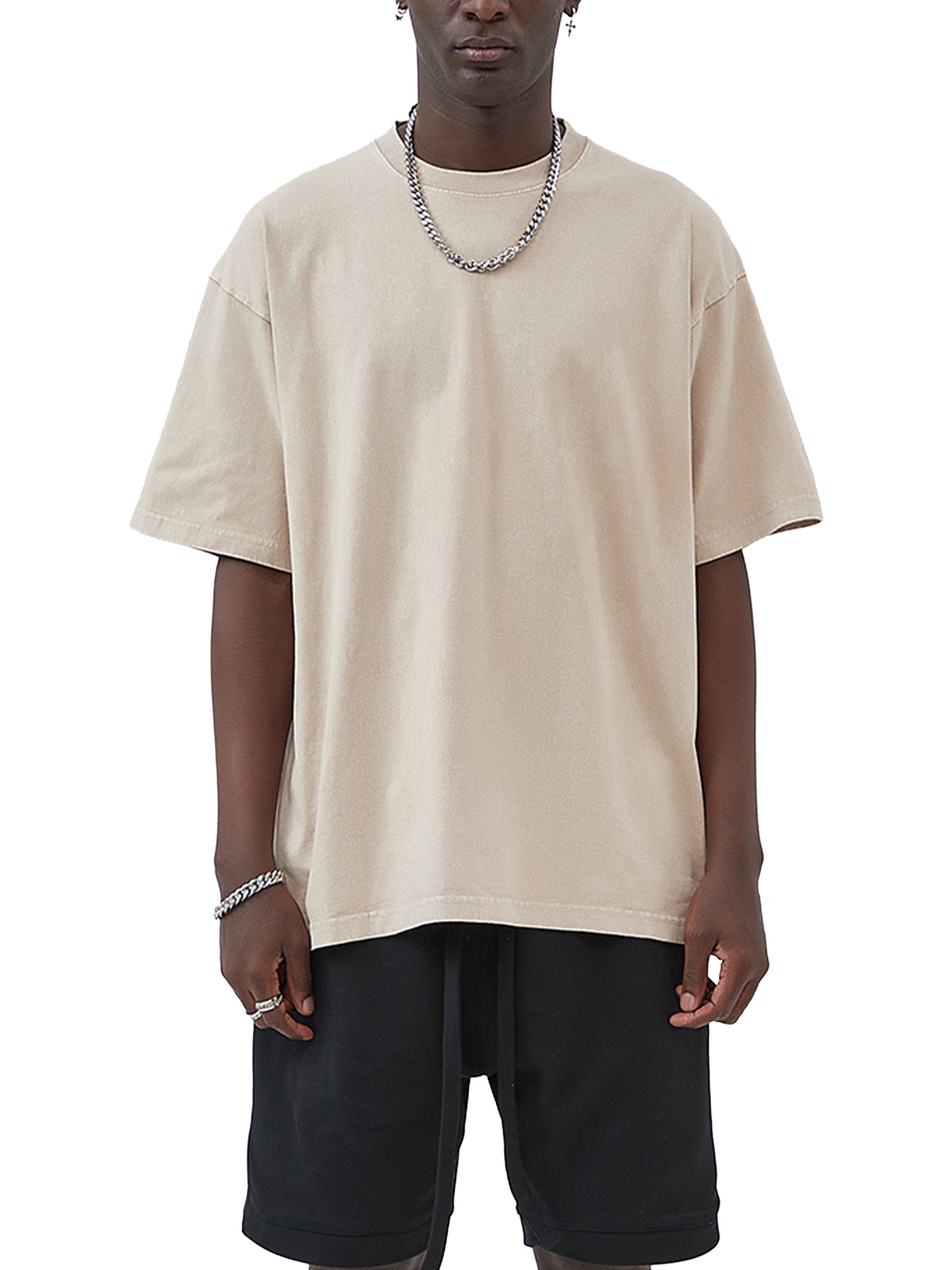 Acid-Washed Oversized Tee – Back 8Ball Statement