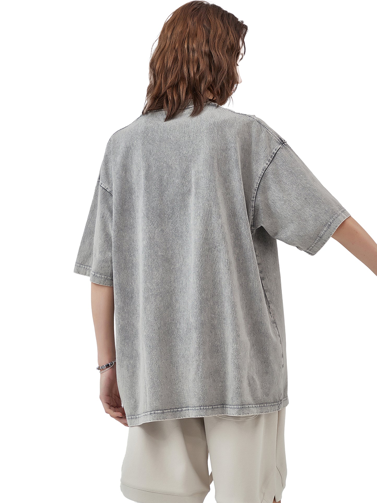 Acid-Washed Oversized Tee – Back 8Ball Statement
