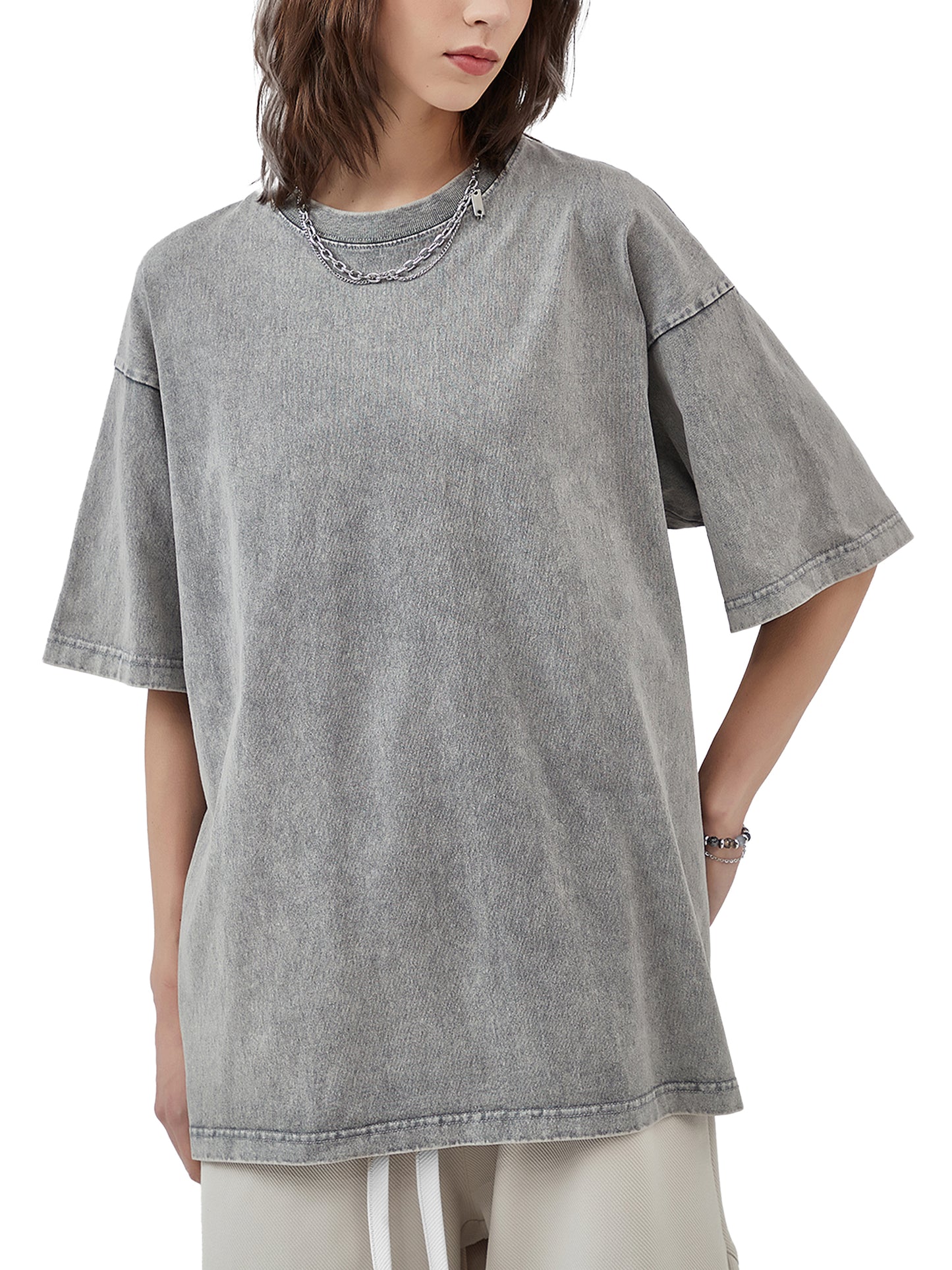 Acid-Washed Oversized Tee – Back 8Ball Statement