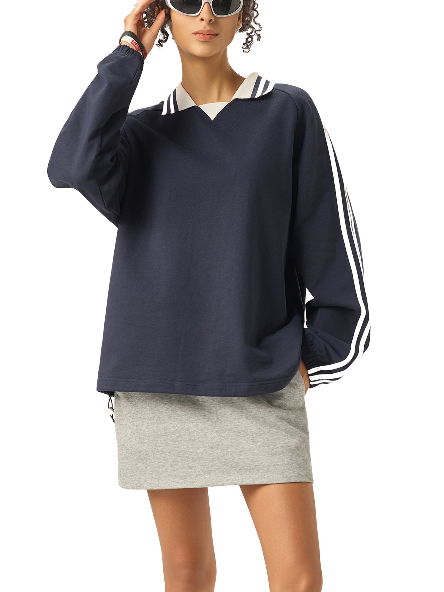 M8 Contrast Collar Long-Sleeve Polo — Rosary Edition