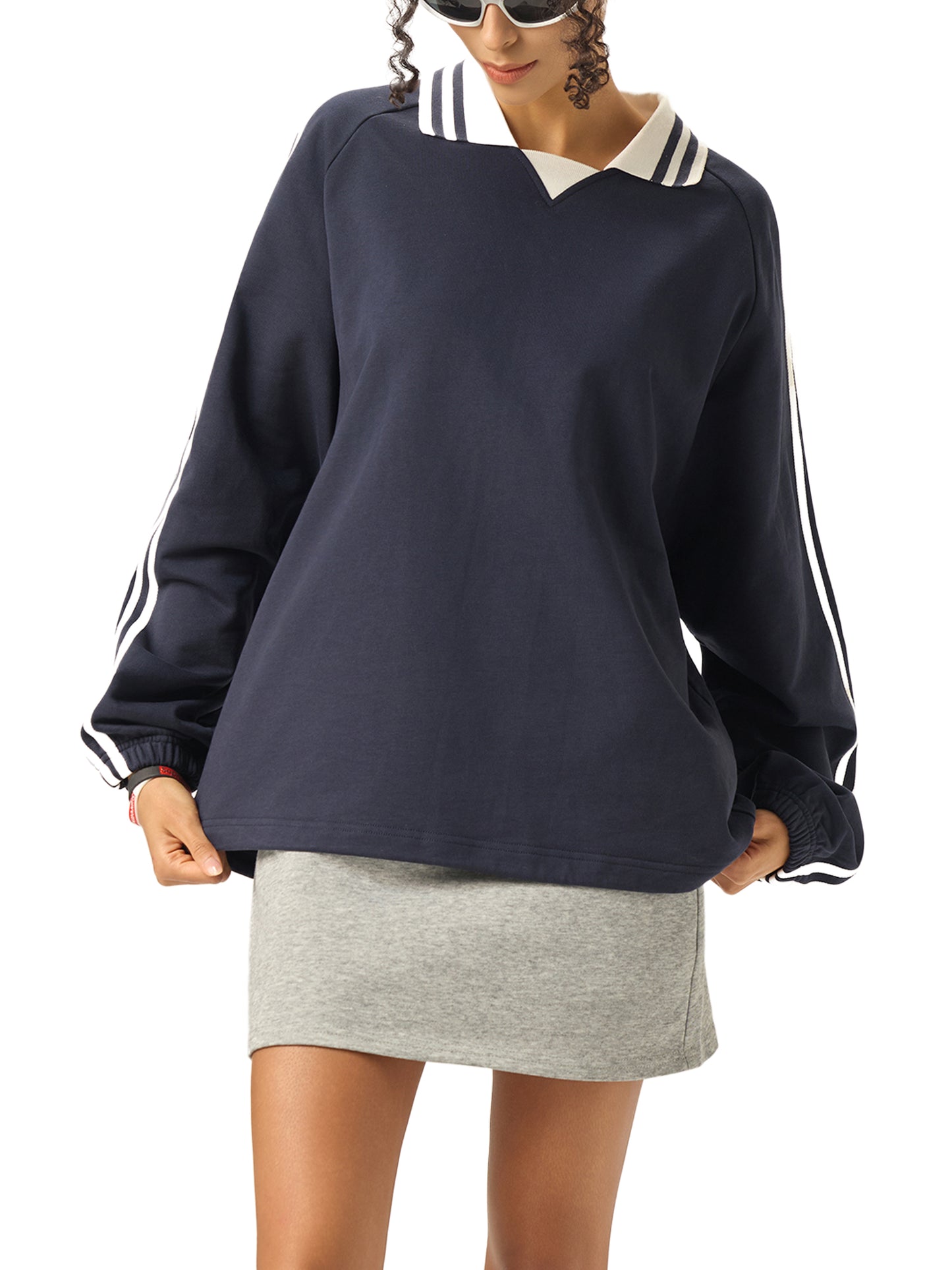 M8 Contrast Collar Long-Sleeve Polo — Rosary Edition