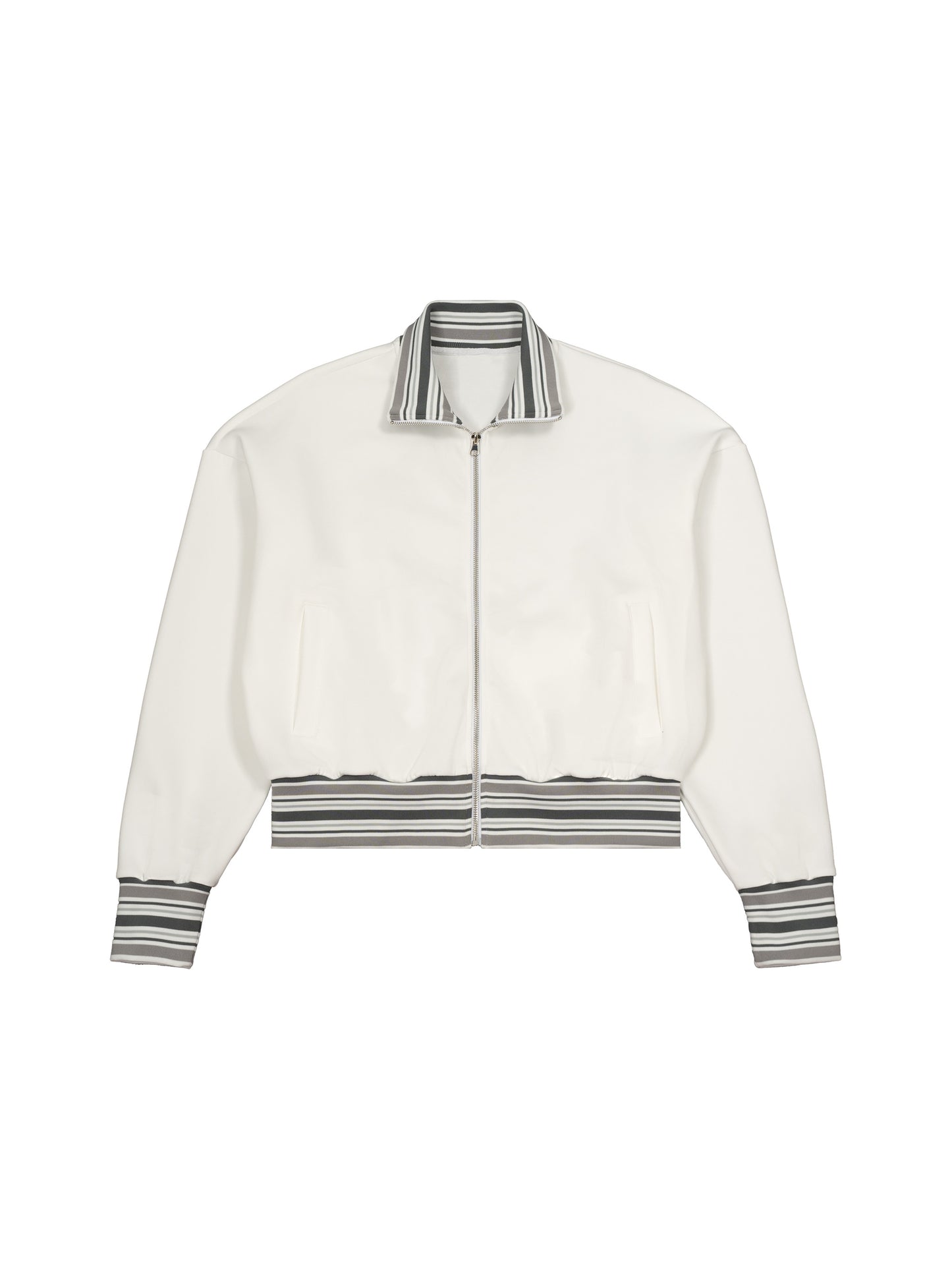 M8 Striped Rib Collar Zip Jacket — Rosary Minimal Edition